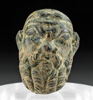 1st C. Roman Bronze Attachment - Maskette of Silenus