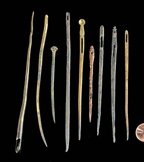 9 Medieval & Viking Needles, Bodkins, Pin & Pen