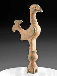 6th C. Byzantine Bronze Finial Peacock Form