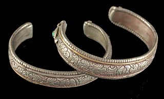Nepalese / Indian Silver Cuff Bracelets (pr)