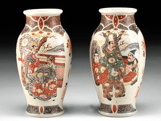 19th C. Japanese Meiji Satsuma Vases (pr)