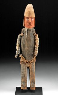 Chancay Painted Wood Funerary Figure Articulated Arms