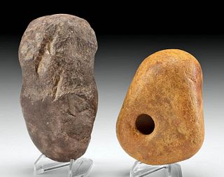 Prehistoric Anasazi Stone Axe Head + Cupstone Tool