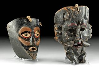 Early 20th C. Mexican Wood Dance Moro Masks, 2