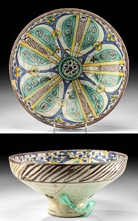 19th C. Moroccan Pottery Mokhfia Bowl, ex Museum
