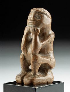 19th C. African Sierra Leone Kissi Stone Seated Figure
