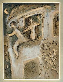 Marc Chagall Lithograph "David Saved by Michael" (1960)