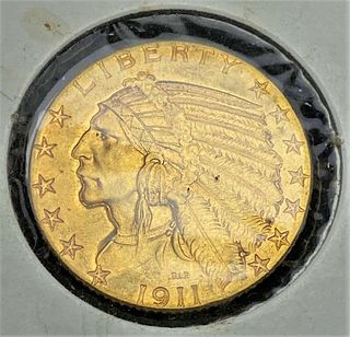 1911 Gold $5 Indian Head MS63
