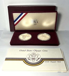 1983-1984-S United States Of America Olympic Silver Proof Dollar Set