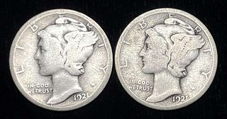 1921-P/D Mercury Silver Dimes (2-coins)