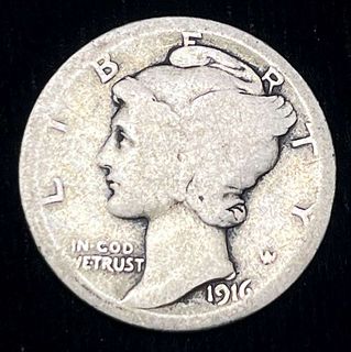 1916-D Mercury Silver Dime