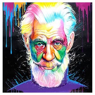 Alexander Ishchenko, "Sir Ian Mckellen" Original Acrylic Painting on Canvas, Hand Signed with Letter Authenticity.