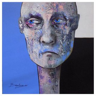 Berberyan, "Waiting" Hand Signed Original Painting on Canvas with Letter of Authenticity.