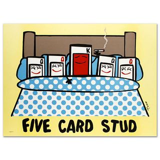 Five Card Stud Limited Edition Lithograph by Todd Goldman, Numbered and Hand Signed with Certificate of Authenticity.