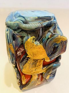 Jean Claude Noavro- Hand Blown Glass "Gold  Leaf Sculpture"