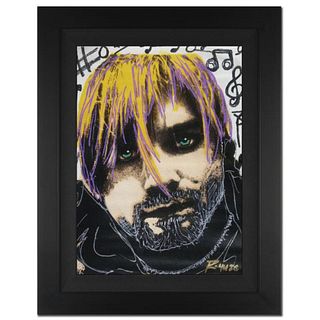 Ringo Daniel Funes - (Protege of Andy Warhol's Apprentice - Steve Kaufman) - "Kurt's Music Notes" Framed One-of-a-Kind Mixed Media Painting on Canvas,