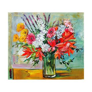 Lenner Gogli, "Ornate Bouquet" Limited Edition on Canvas, Numbered and Hand Signed with Letter of Authenticity.