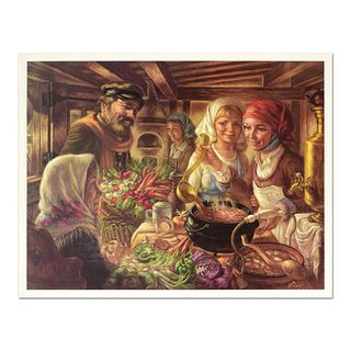 Virginia Dan (1922-2014), "Making of the Cholent" Limited Edition Lithograph, Numbered and Hand Signed with Letter of Authenticity.