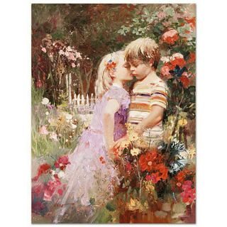 Pino (1939-2010), "The Kiss Revisited" Artist Embellished Limited Edition on Canvas, AP Numbered and Hand Signed with Certificate of Authenticity.