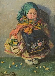 Ritta Boemm O/B Portrait of Young Peasant Girl