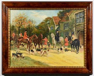 English Oil on Canvas Hunting Scene