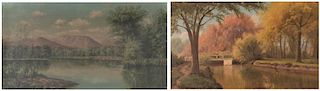 Pair landscape oils, H.H. Bagg
