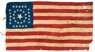 RARE 33-STAR AMERICAN NATIONAL OREGON STATEHOOD PARADE FLAG
