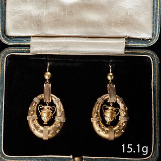 STUNNING PAIR OF VICTORIAN ETRUSCAN REVIVAL EARRINGS