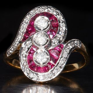 ATTRACTIVE RUBY AND DIAMOND RING