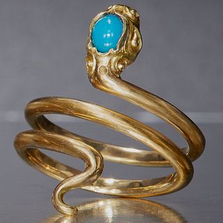ATTRACTIVE ANTIQUE TURQUOISE SNAKE RING