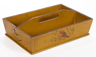 NEW ENGLAND PAINT-DECORATED KNIFE / CUTLERY BOX