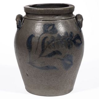 STAMPED "S. BELL", WINCHESTER, SHENANDOAH VALLEY OF VIRGINIA DECORATED STONEWARE JAR