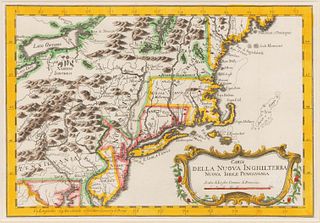 AFTER JACQUES NICOLAS BELLIN (FRENCH, 1703-1772) MAP OF NEW ENGLAND, NEW YORK, AND PENNSYLVANIA