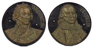 AFTER WILLIAM RUSH (PHILADELPHIA, 1756-1833) CAST-IRON HISTORICAL PORTRAIT PLAQUES, PAIR