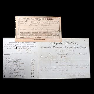 1879 Wells, Fargo & Co. Express Receipt, and two others.