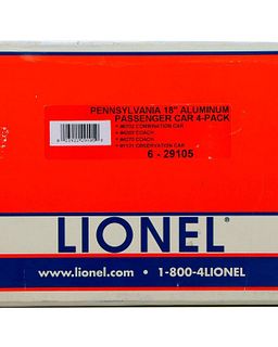 Lionel 6-29105 PRR O Gauge Aluminum 18" Passenger Car 4-Pack
