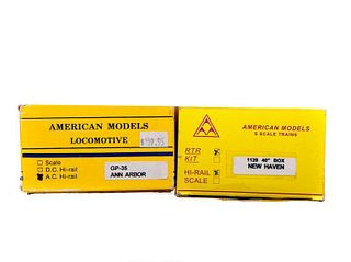 American Flyer Compatible American Models Ann Arbor GP-35 AC Hi Rail & 40' NH Boxcar