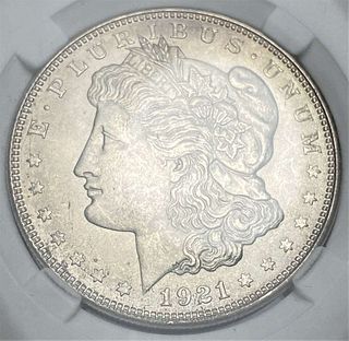 1921-D Morgan Silver Dollar MS63+