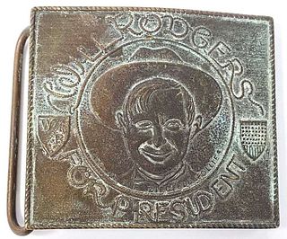 "Will Rodgers For President" Tiffany New York Belt Buckle