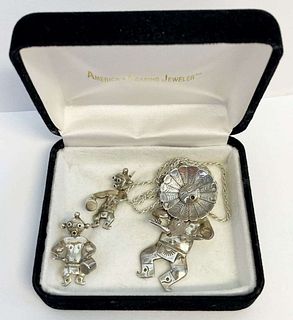 Vintage Kokopelli Walter Vandever Sterling Silver Necklace W/ Pendant And Earrings