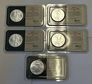 (5-coins) Littleton 2002 American Silver Eagle 