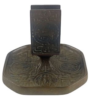 Tiffany Studios Bronze Match Box Holder - Zodiac Pattern