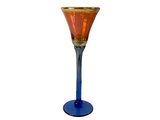 Luster Pedestal Studio Glass Goblet, Signed