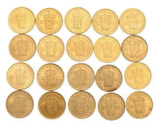 20 Dutch 10 Guilder Uncirculated Gold Coins