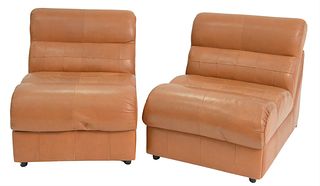 Pair of Percival Lafer Leather Slipper Chairs