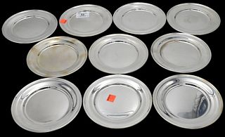 Set of 10 Sterling Silver Bread Plates