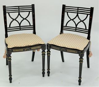 Pair of Baker Historic Charleston Diminutive Painted Side Chairs
