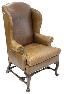Leather Upholstered Wing Chair