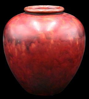 Red Lacquer Carved Bamboo Vase
