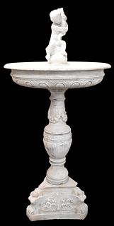 Four Piece Outdoor Carved Marble Fountain